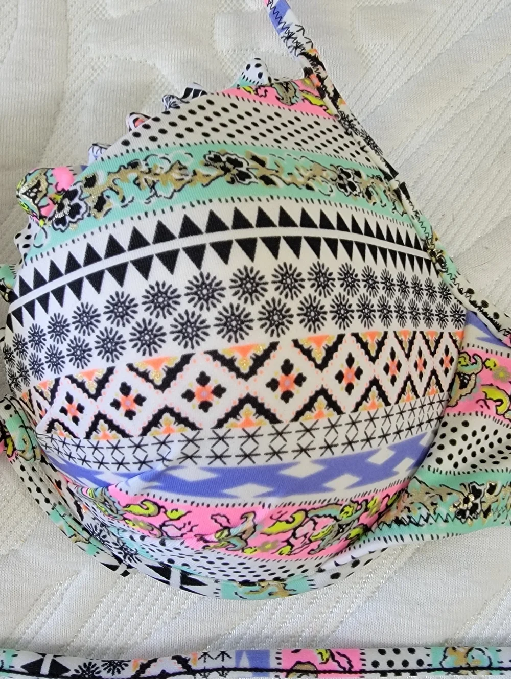 Victoria's Secret Fabulous underwire bikini top multi-colored Geometric Size 34C - Picture 4 of 9